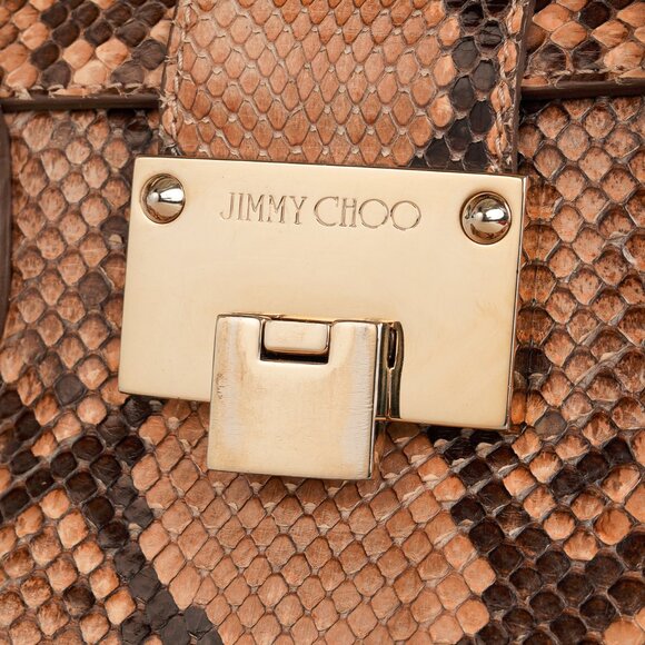 Jimmy Choo Rosalie Tan Python Flap Satchel - Picture 11 of 14